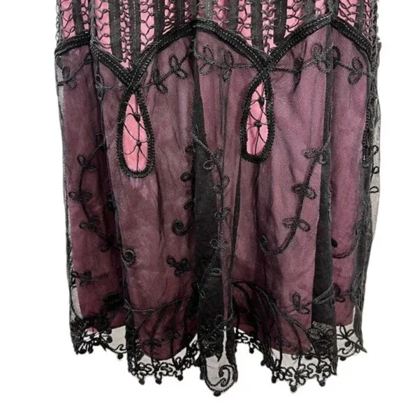 Betsey Johnson Y2K VINTAGE Black and Pink Lace Dress NWT